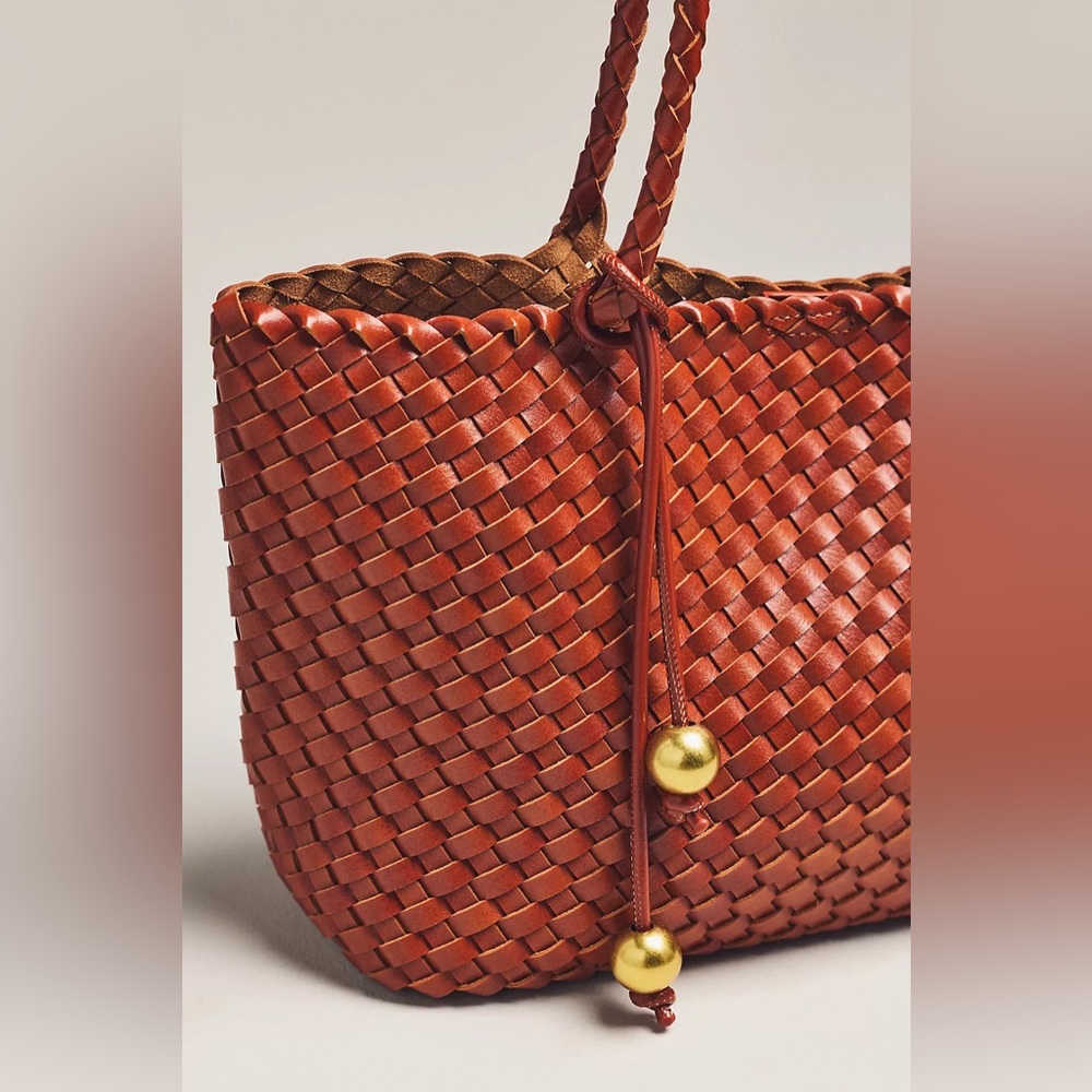 NWT By Anthropologie Slouchy Mini Woven Tote Bag - Picture 3 of 6